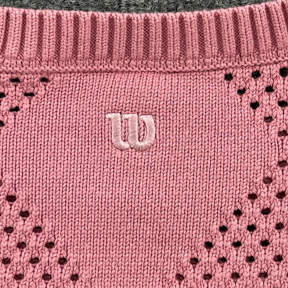 Wilson Golf Sweater Vest Women Large Pink Argyle Pointelle Retro Vintage Preppy - Picture 12 of 12